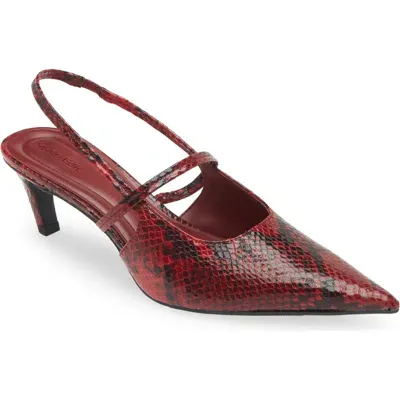 Open Edit Sophia Pointed Toe Slingback Pump In Red Dahlia Snake