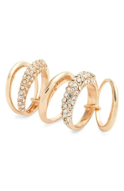 Open Edit Stacked Illusion Set Of 3 Rings In Clear- Gold