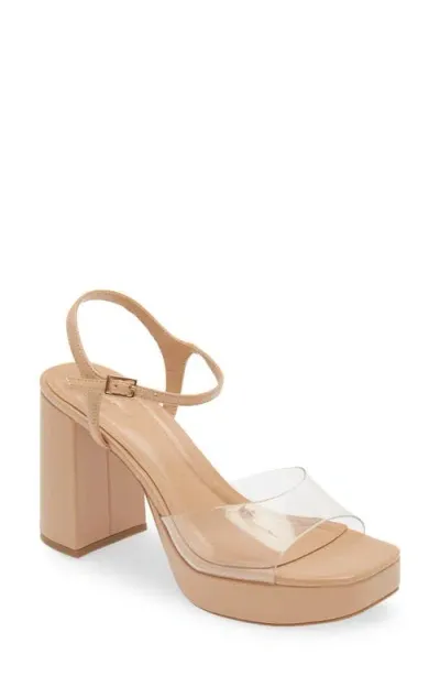 Open Edit Whitney Block Heel Sandal In Beige Clear