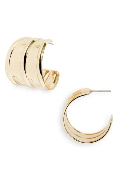 Open Edit Wide Banded Hoop Earrings In Gold