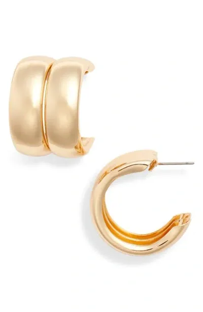 Open Edit Wide Double Hoop Earrings In Gold