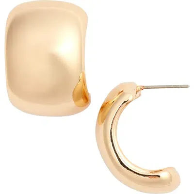 Open Edit Wide Puffy Hoop Earrings In Gold