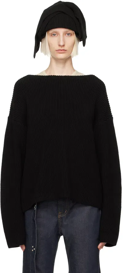 Open Yy Black Damaged Heart Sweater