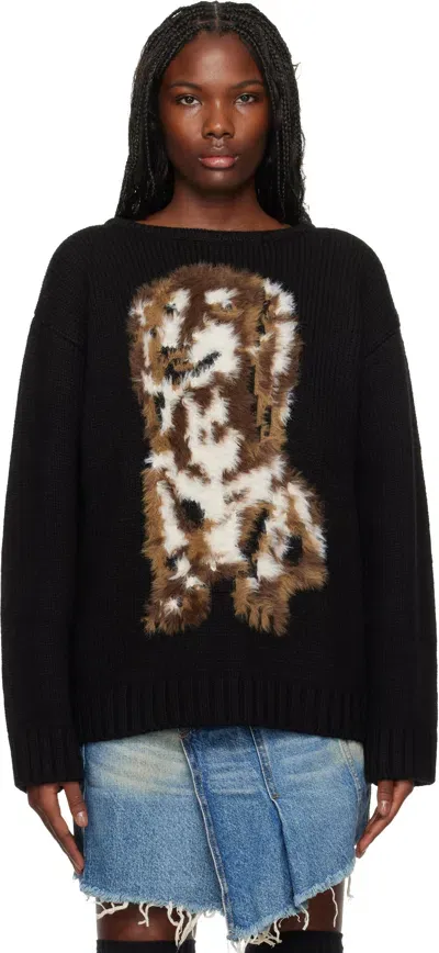 Open Yy Black Shaggy Dog Sweater