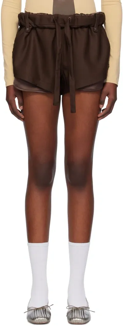 Open Yy Brown Rolled Waist Mini Shorts