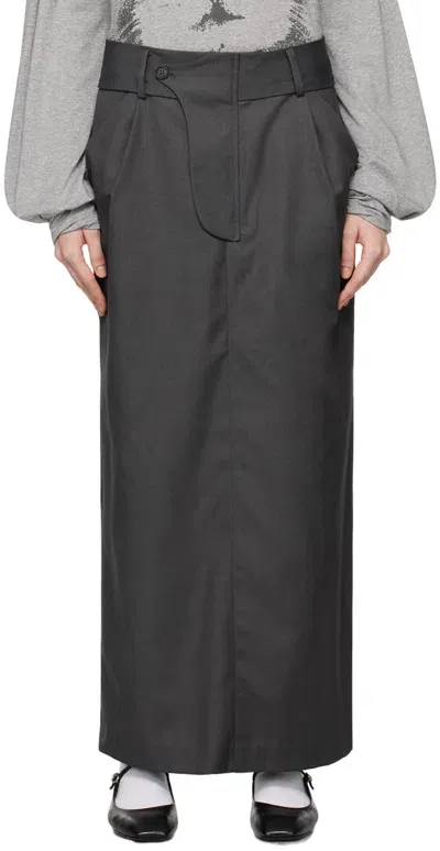 Open Yy Gray Fly Out Maxi Skirt In Grey