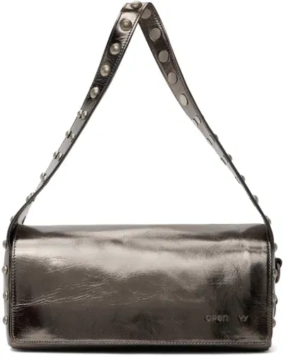 Open Yy Gunmetal Stud Duffle Bag In Silver