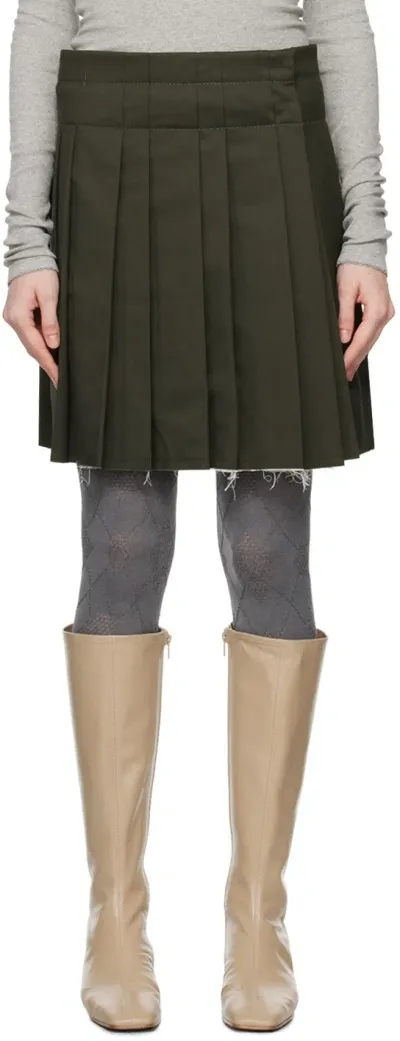 Open Yy Khaki Pleated Wrap Miniskirt