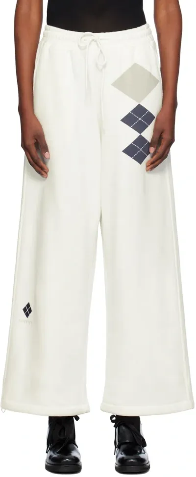 Open Yy White Argyle Wide Sweatpants