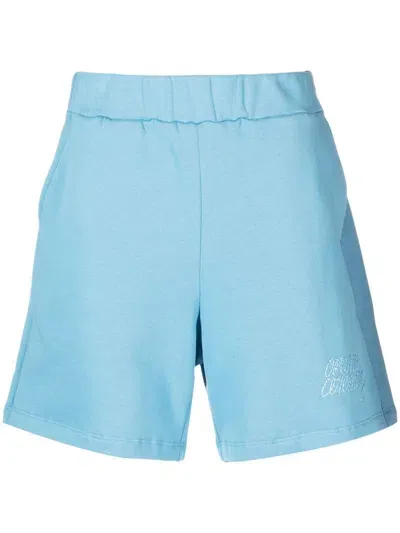 Opening Ceremony Logo-embroidered Cotton Track Shorts In Blue