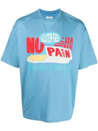 Opening Ceremony Slogan-print Crew-neck T-shirt In Blue