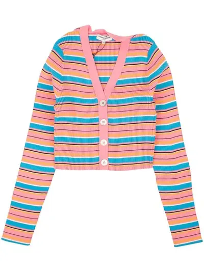 Opening Ceremony Striped Ribbed Cardigan In Pink