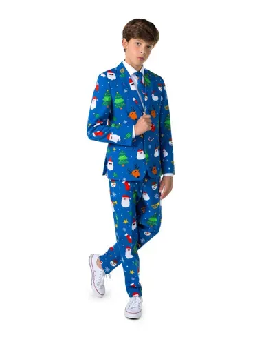 Opposuits Kids' Big Boys Festivity Christmas Party Outfit Including Blazer, Pants And Tie Suit Set In Blue