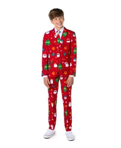 Opposuits Kids' Big Boys Festivity Christmas Party Outfit Including Blazer, Pants And Tie Suit Set In Red