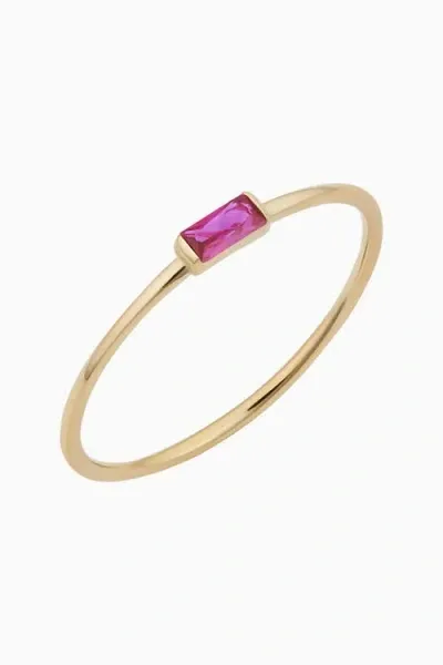 Oradina 14k Gold Fresco Baguette Ring In Red Cubic Zirconia