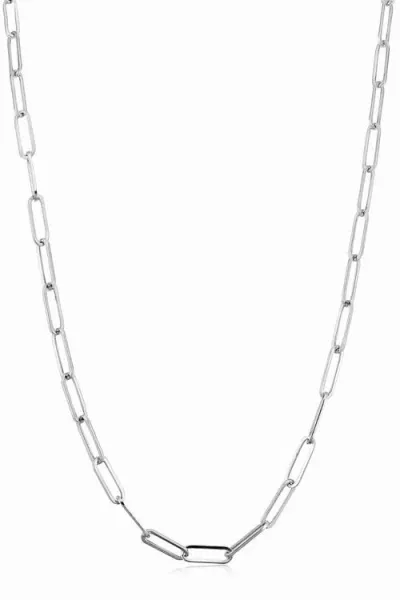 Oradina 14k Gold Venice Link Paperclip Necklace In White Gold