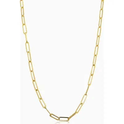 Oradina 14k Yellow Solid Gold Venice Link Necklace In Yellow Gold