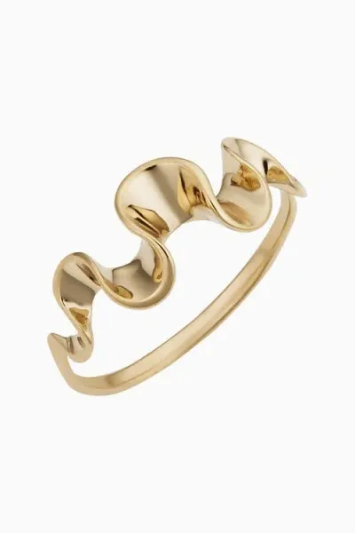 Oradina 14k Solid Gold Stack Ribbon Ring In Yellow Gold