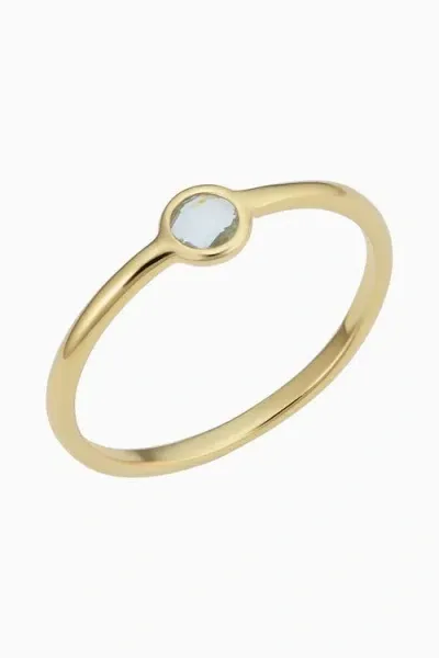 Oradina 14k Yellow Gold Blue Topaz Bijoux Ring