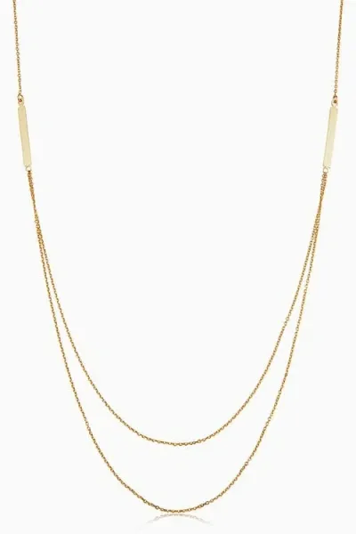 Oradina 14k Yellow Gold Brooklyn Bar Layered Necklace