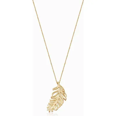 Oradina Women's 14k Yellow Gold Fine As A Feather Pendant Necklace