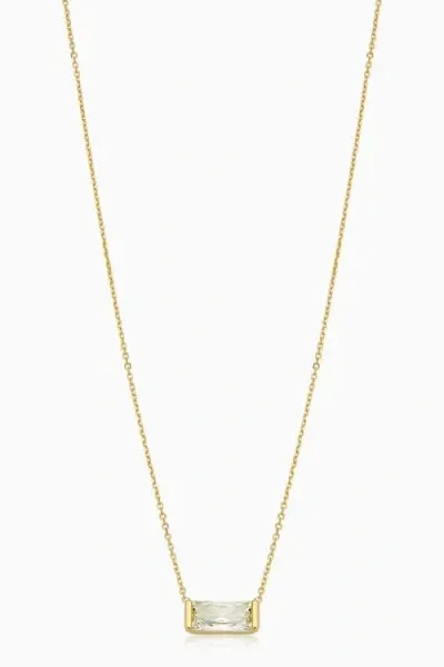 Oradina 14k Yellow Gold Fresco Baguette Bold Pendant Necklace