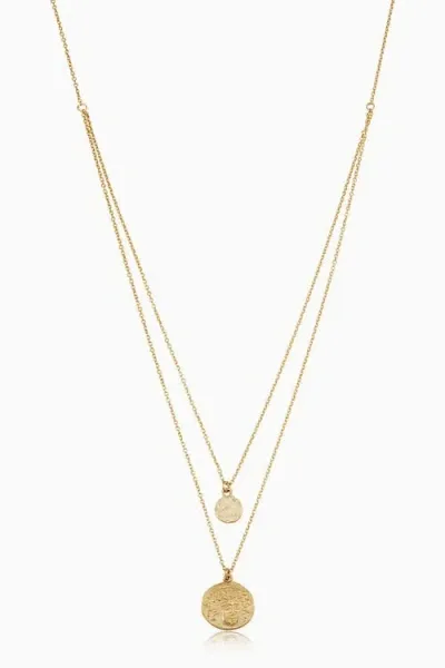 Oradina 14k Yellow Gold Greek Medallion Layered Necklace