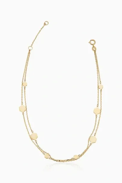 Oradina Women's 14k Yellow Gold Honey Station Anklet