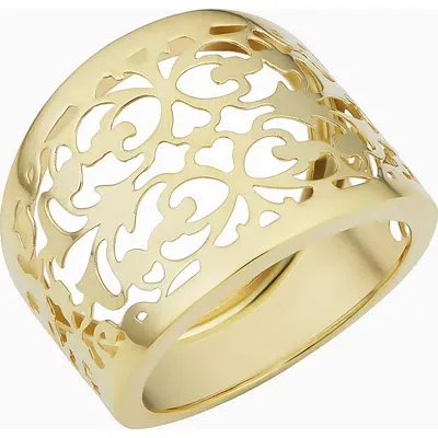 Oradina 14k Yellow Gold Love Lace Ring