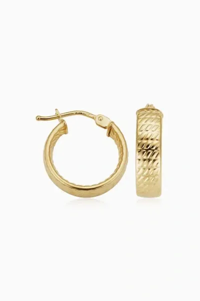 Oradina Women's 14k Yellow Gold Moto Mini Hoops