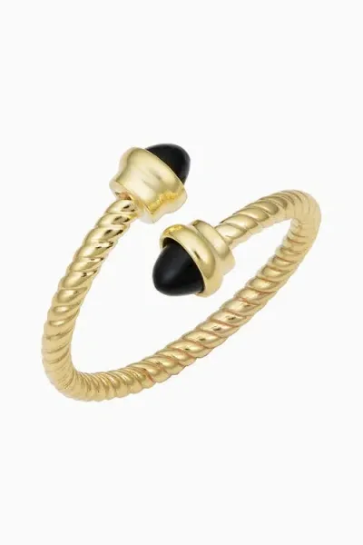 Oradina 14k Yellow Gold Onyx Finger Candy Ring