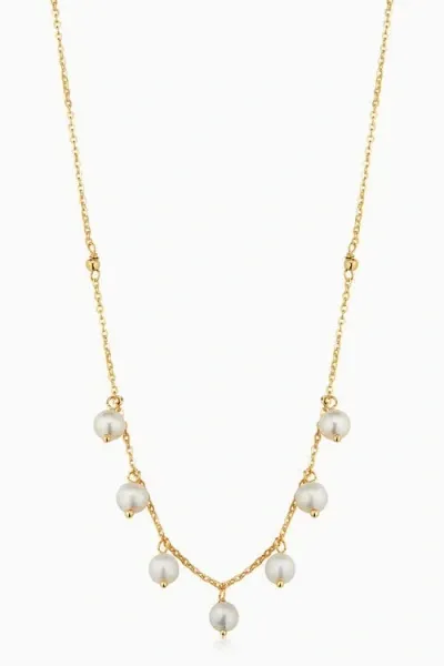 Oradina 14k Yellow Gold Pearl Girl Station Necklace