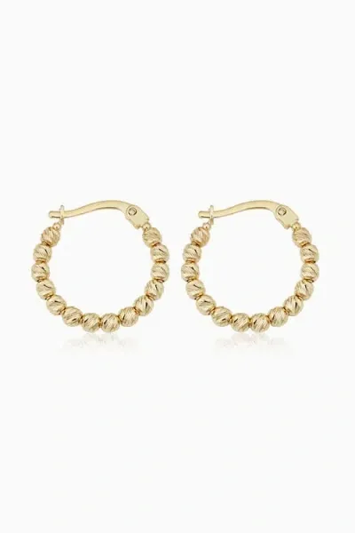 Oradina Women's 14k Yellow Gold Brilliant Ball Hoops