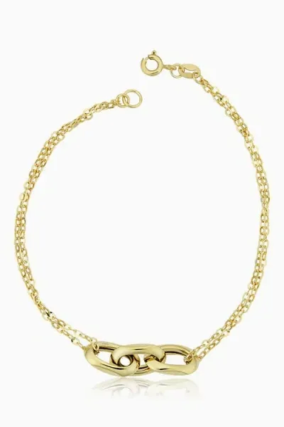 Oradina Fantasy Triple Link Bracelet In Yellow Gold