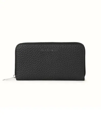 Orciani Continental Wallet With Zip In Black