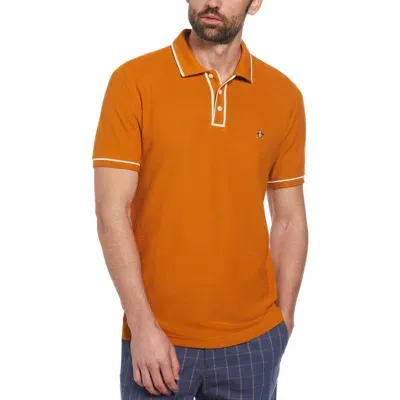 Original Penguin Earl Organic Cotton Mesh Polo In Sudan Brown