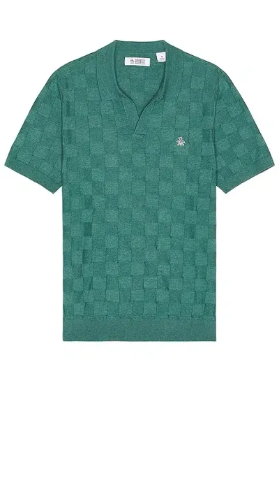 Original Penguin Jacquard Sweater Polo In Sea Pine