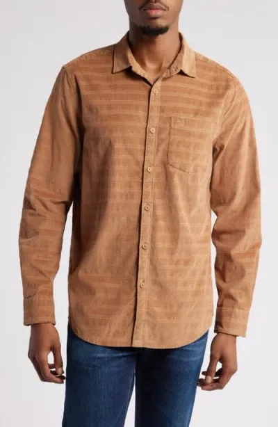 Original Penguin Slim Fit Corduroy Button-up Dobby Shirt In Tigers Eye