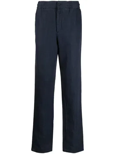 Orlebar Brown Linen Straight-leg Trousers In Blue