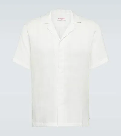 Orlebar Brown Maitan Linen Bowling Shirt In White