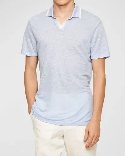 Orlebar Brown Men's Felix Linen Pique Polo Shirt In Soft Blue