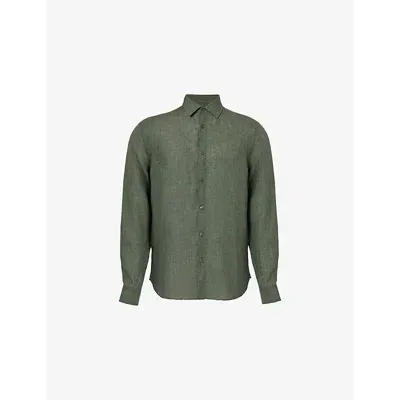 Orlebar Brown Mens Light Kombu Giles Regular-fit Linen Shirt In Green