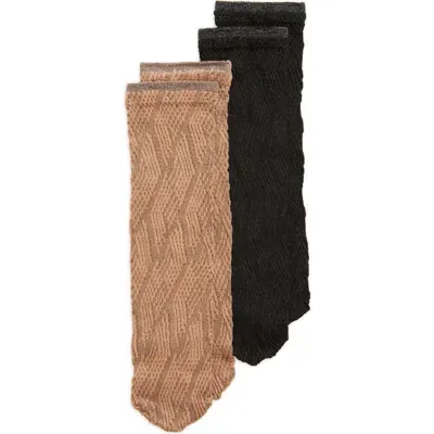 Oroblu Assorted 2-pack Jacquard Crew Socks In Anthracite/camel