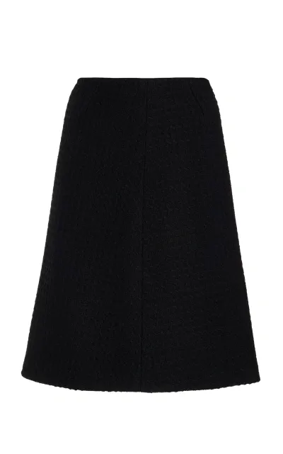 Oscar De La Renta A-line Wool-tweed Mini Skirt In Black