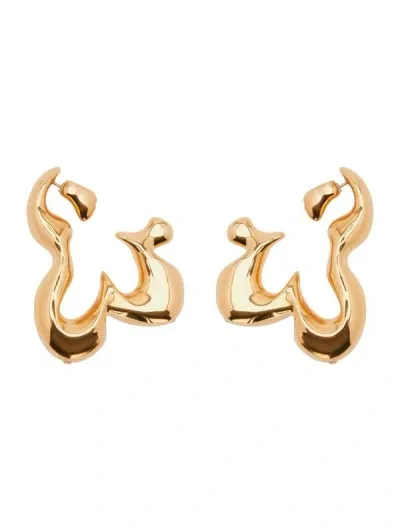 Oscar De La Renta Abstract Flower Hoop Earrings In Gold