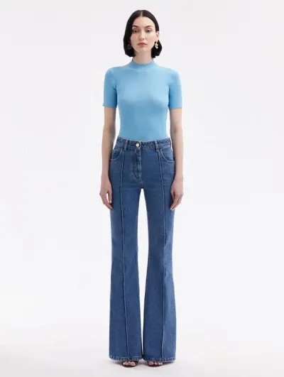 Oscar De La Renta Mid-rise Denim Bootcut Jean In Blue