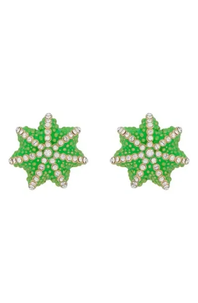 Oscar De La Renta Enamel Cactus Ball Earrings In Green