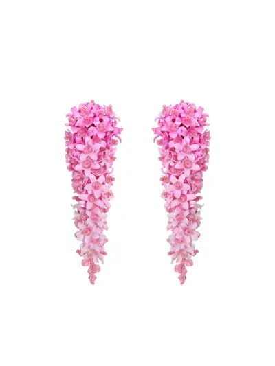 Oscar De La Renta Cascading Flower Earrings In Pink