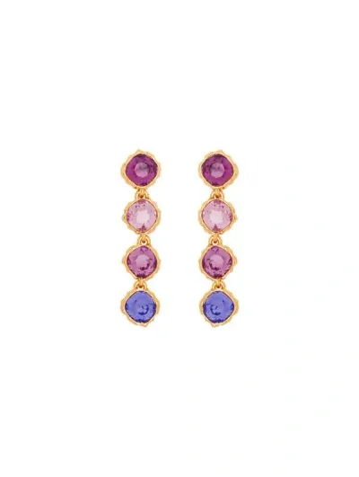 Oscar De La Renta Classic Crystal Strand Earrings In Amethyst Multi