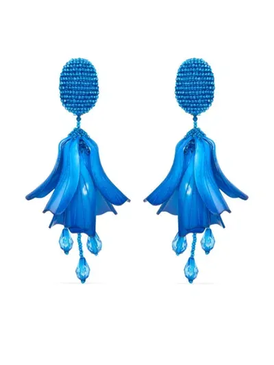 Oscar De La Renta Classic Impatiens Clip-on Earrings In Blue